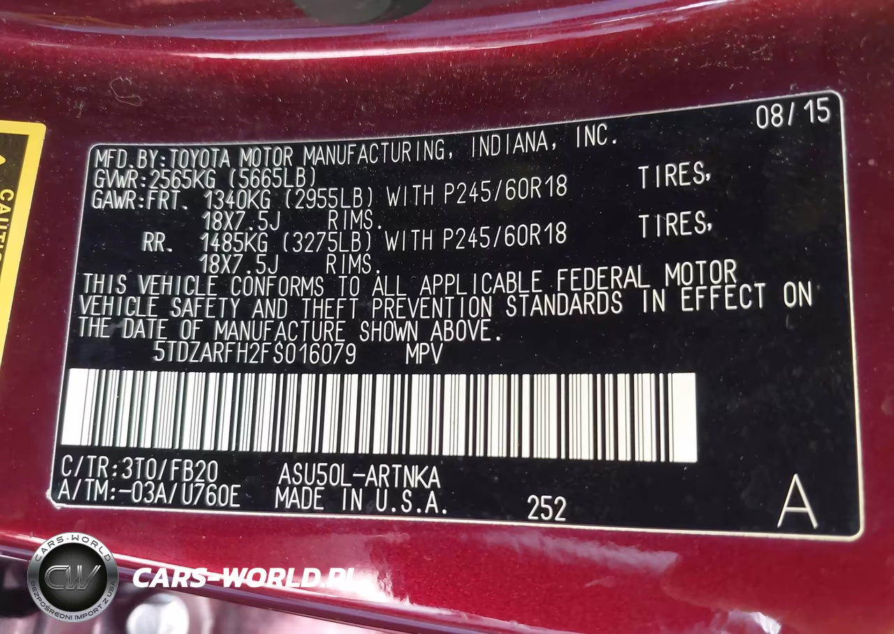 2015 Toyota Highlander Le VIN:5TDZARFH2FS016079 - 9