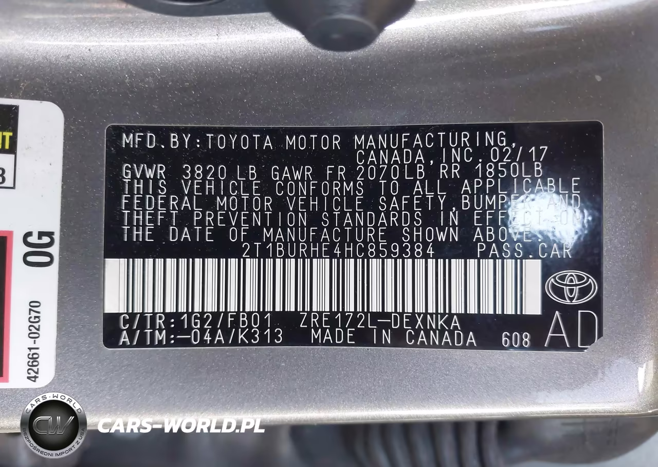 2017 Toyota Corolla Le VIN:2T1BURHE4HC859384 - 9