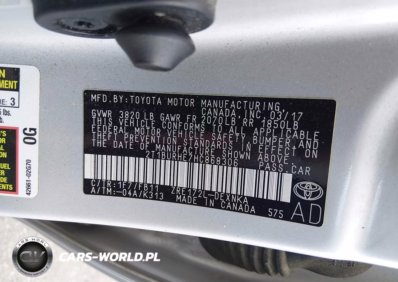 2017 Toyota Corolla Le VIN:2T1BURHE7HC868306 - 9