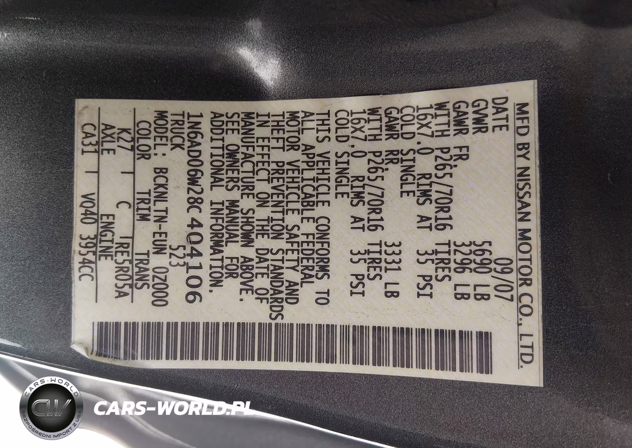 2008 Nissan Frontier Se VIN:1N6AD06W28C404106 - 9