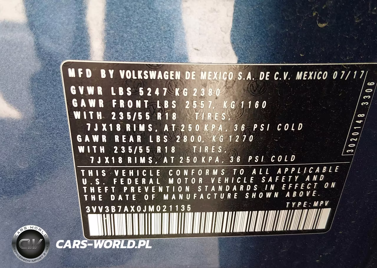 2018 Volkswagen Tiguan 2.0T Se-2.0T Sel VIN:3VV3B7AX0JM021135 - 9