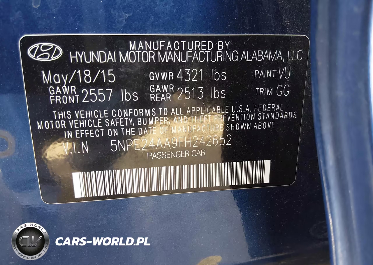 2015 Hyundai Sonata Eco VIN:5NPE24AA9FH242652 - 9