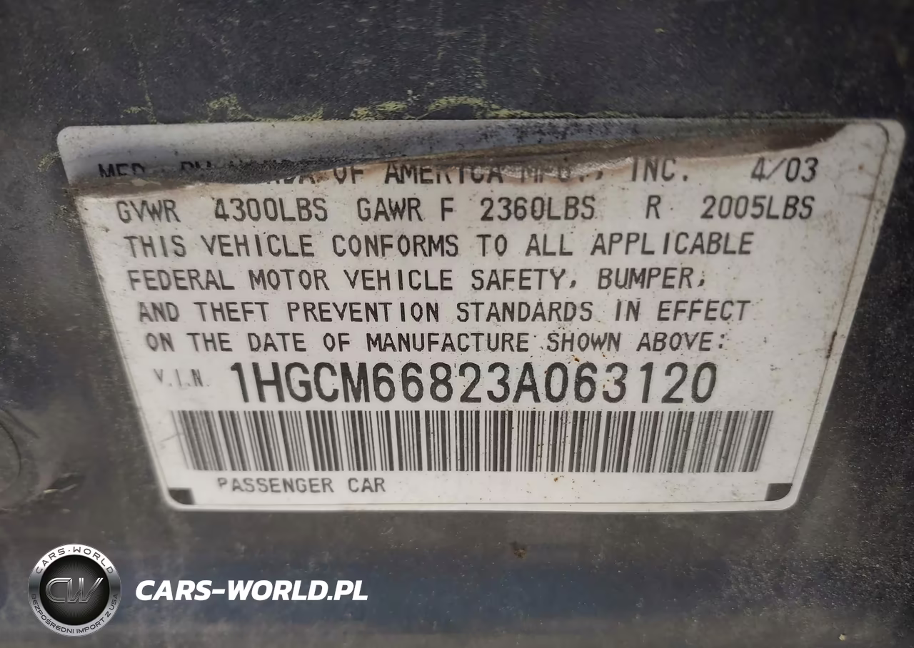2003 Honda Accord 3.0 Ex VIN:1HGCM66823A063120 - 9
