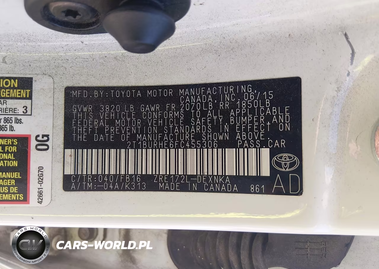 2015 Toyota Corolla Le VIN:2T1BURHE6FC455306 - 9