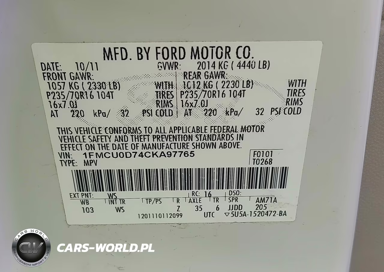 2012 Ford Escape Xlt VIN:1FMCU0D74CKA97765 - 9