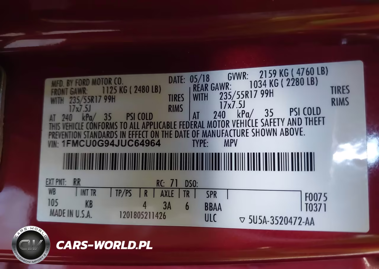 2018 Ford Escape Se VIN:1FMCU0G94JUC64964 - 9