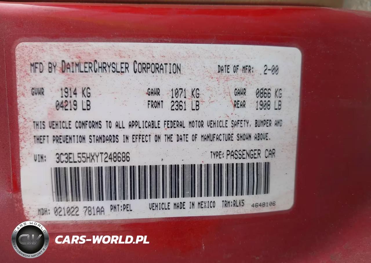 2000 Chrysler Sebring Jxi VIN:3C3EL55HXYT248686 - 9