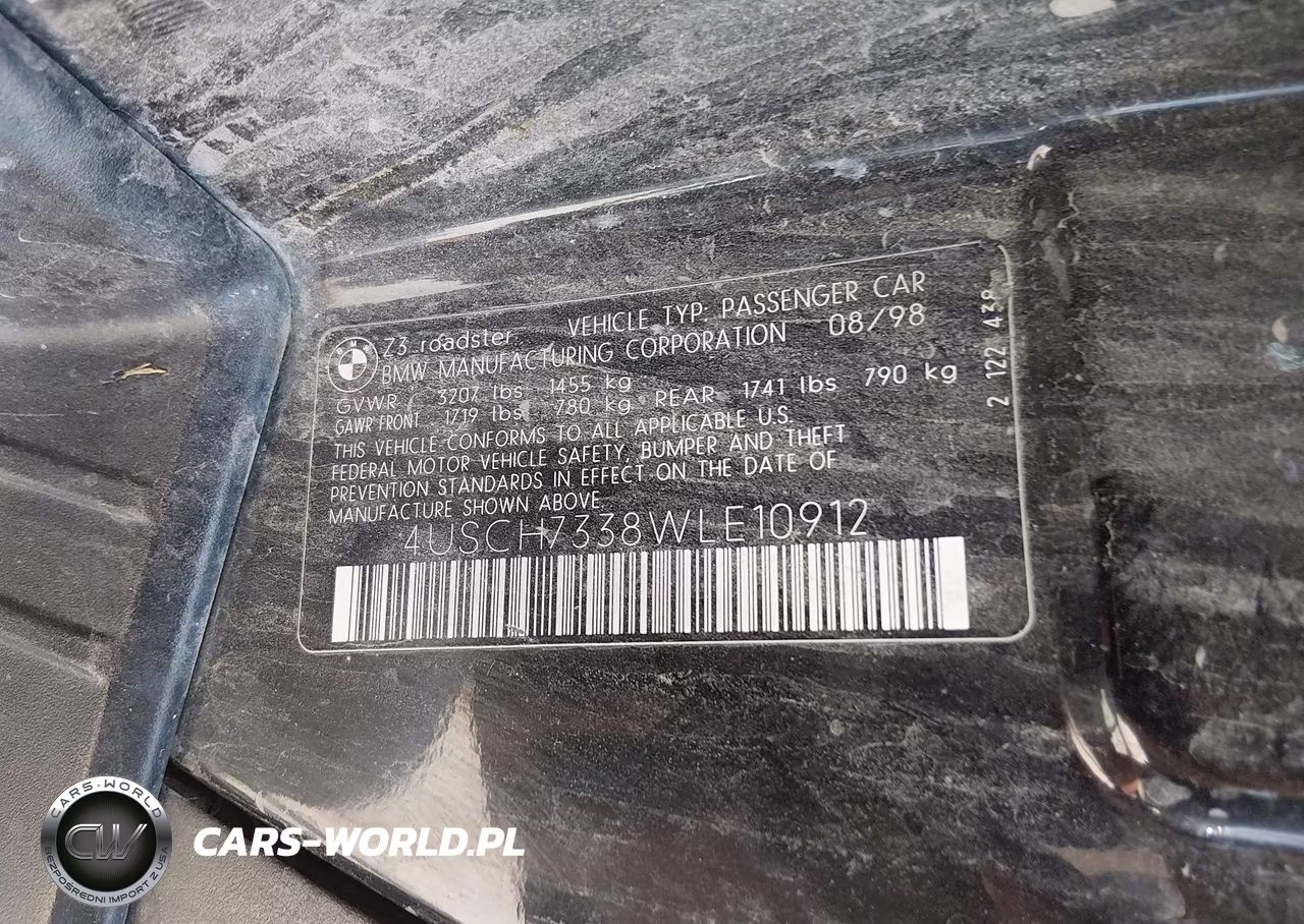 1998 BMW Z3 1.9 VIN:4USCH7338WLE10912 - 9