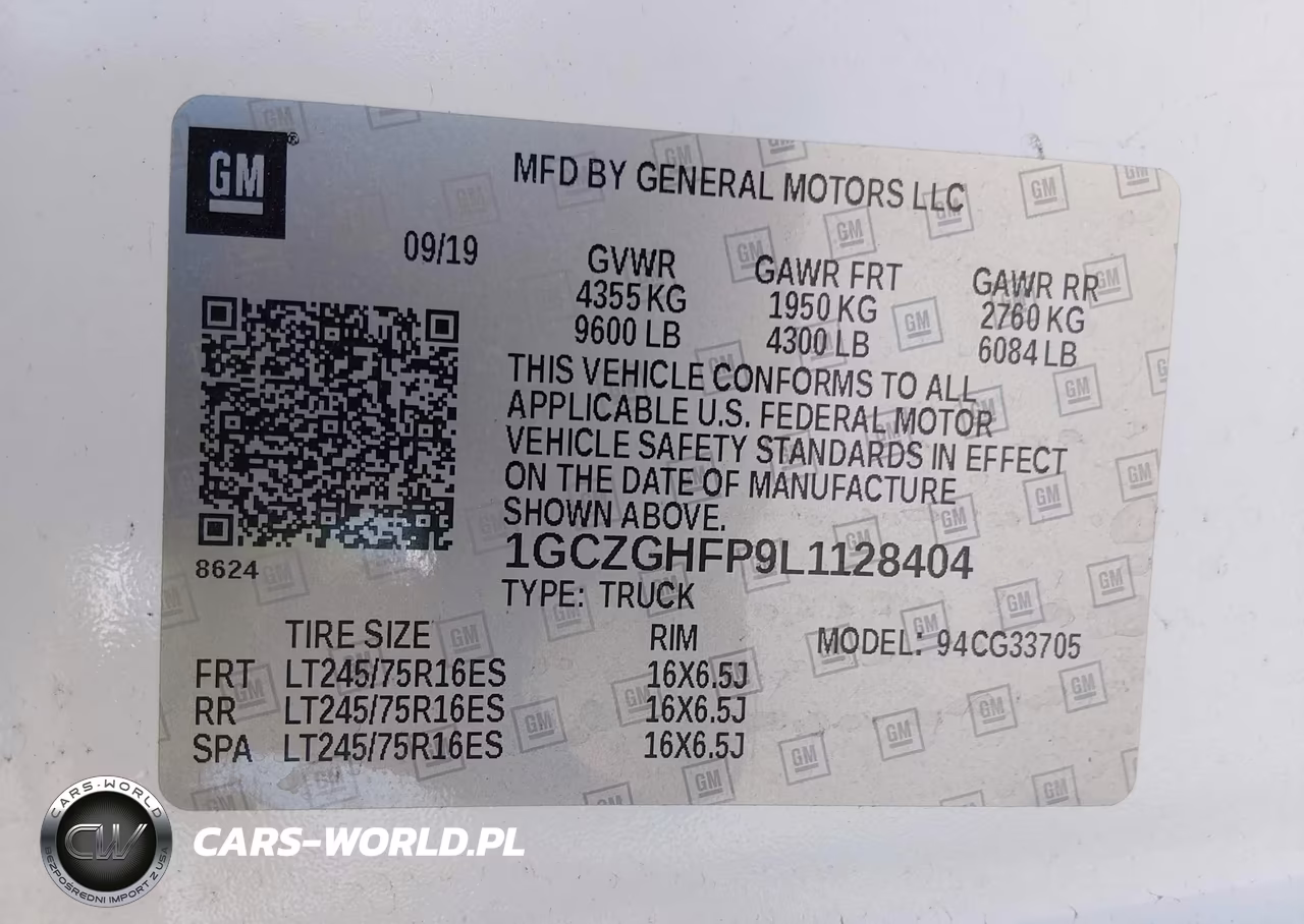 2020 Chevrolet Express Cargo Rwd 3500 Extended Wheelbase Wt VIN:1GCZGHFP9L1128404 - 9