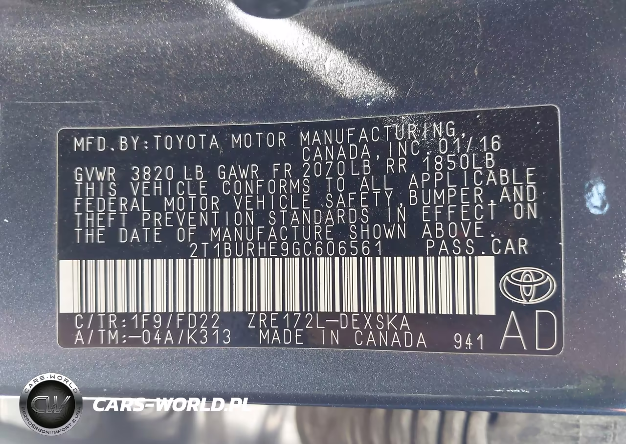 2016 Toyota Corolla S Plus VIN:2T1BURHE9GC606561 - 9