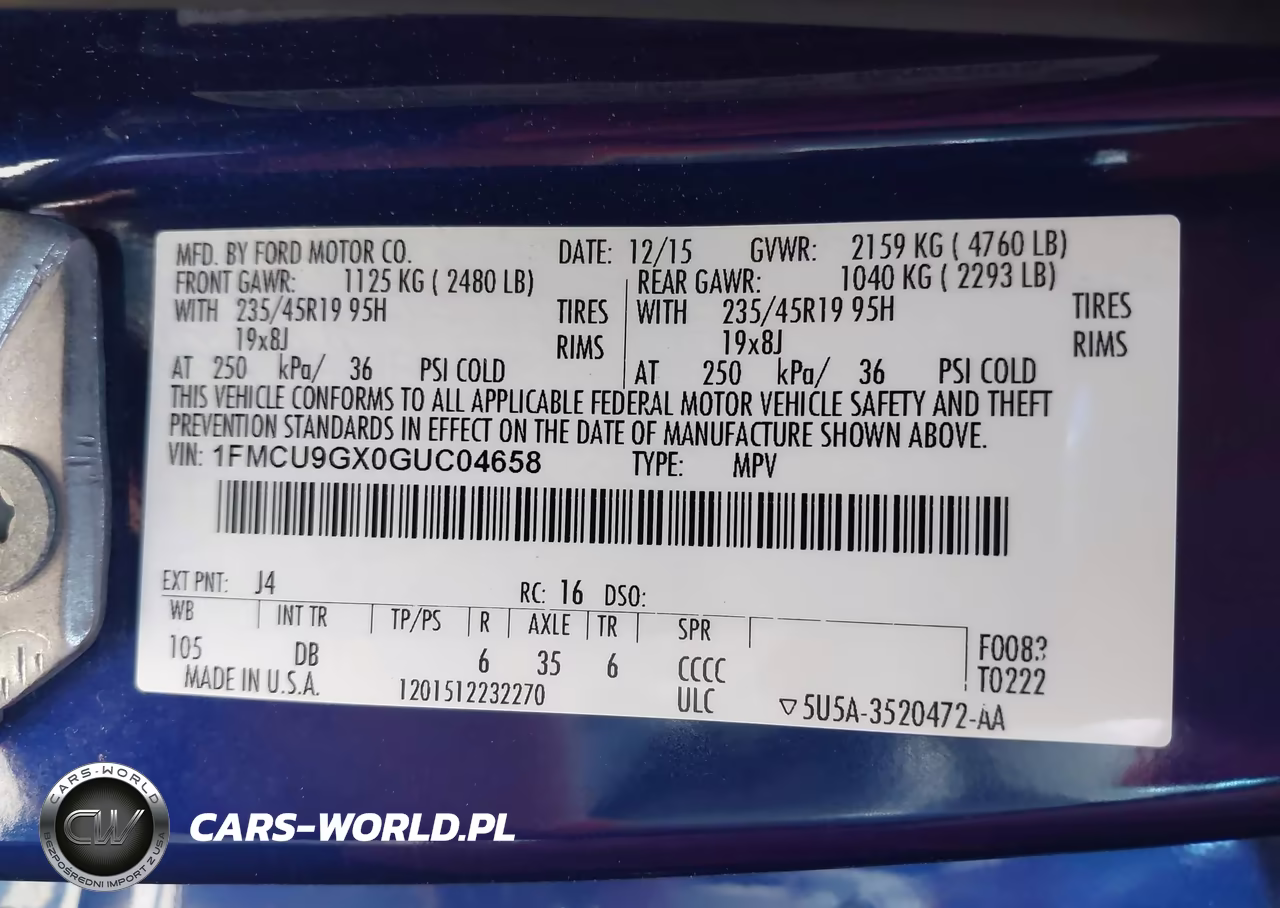 2016 Ford Escape Se VIN:1FMCU9GX0GUC04658 - 9