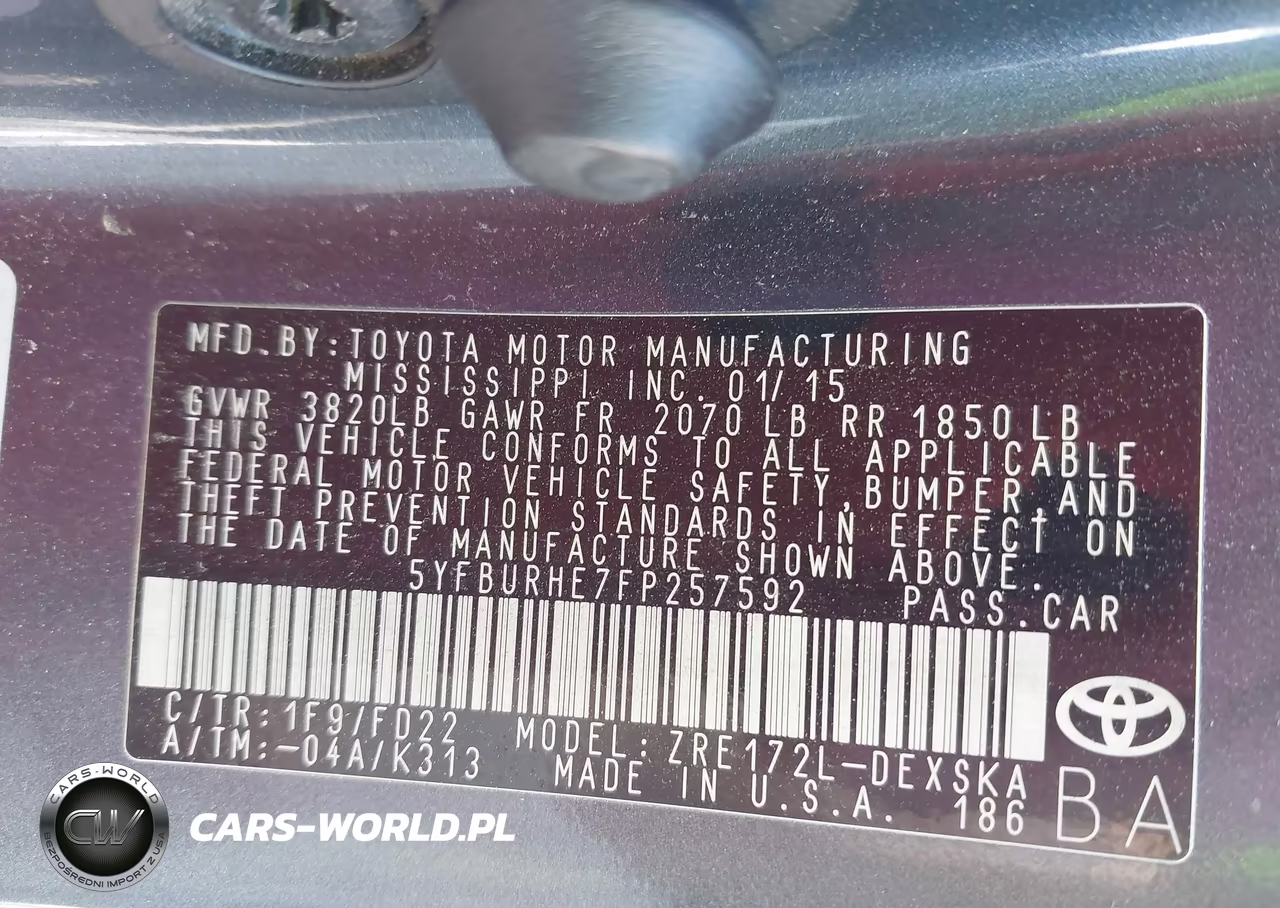 2015 Toyota Corolla S Plus VIN:5YFBURHE7FP257592 - 9