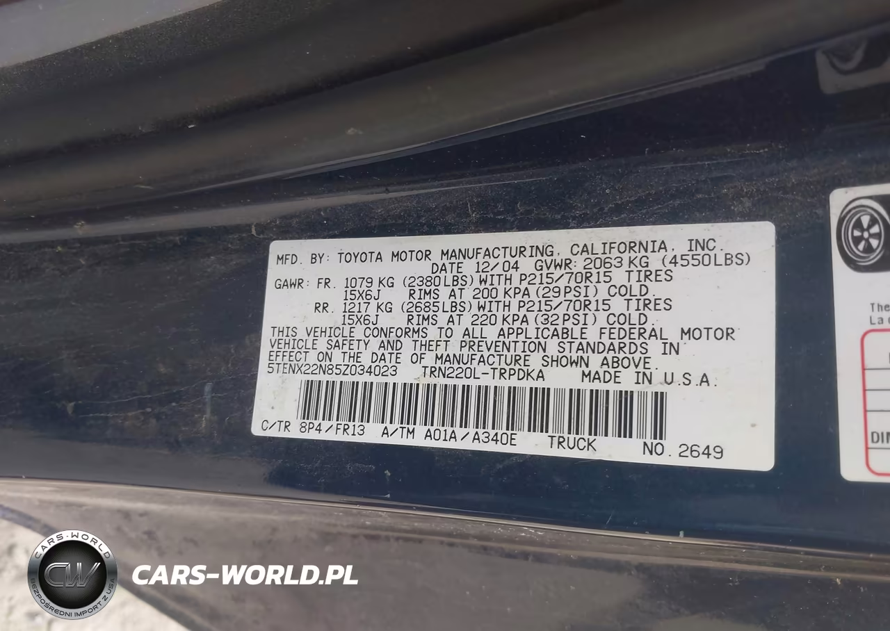 2005 Toyota Tacoma VIN:5TENX22N85Z034023 - 9