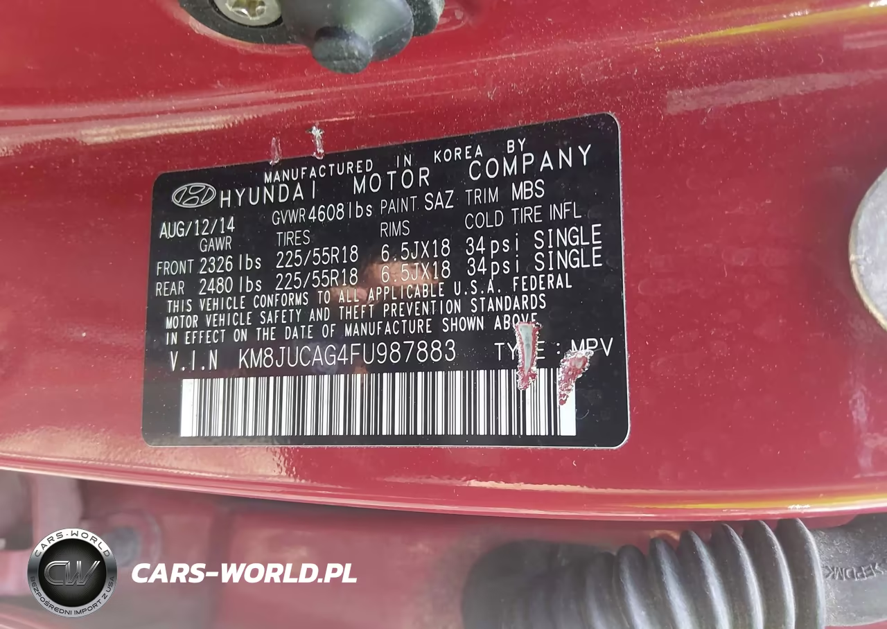 2015 Hyundai Tucson Limited VIN:KM8JUCAG4FU987883 - 9