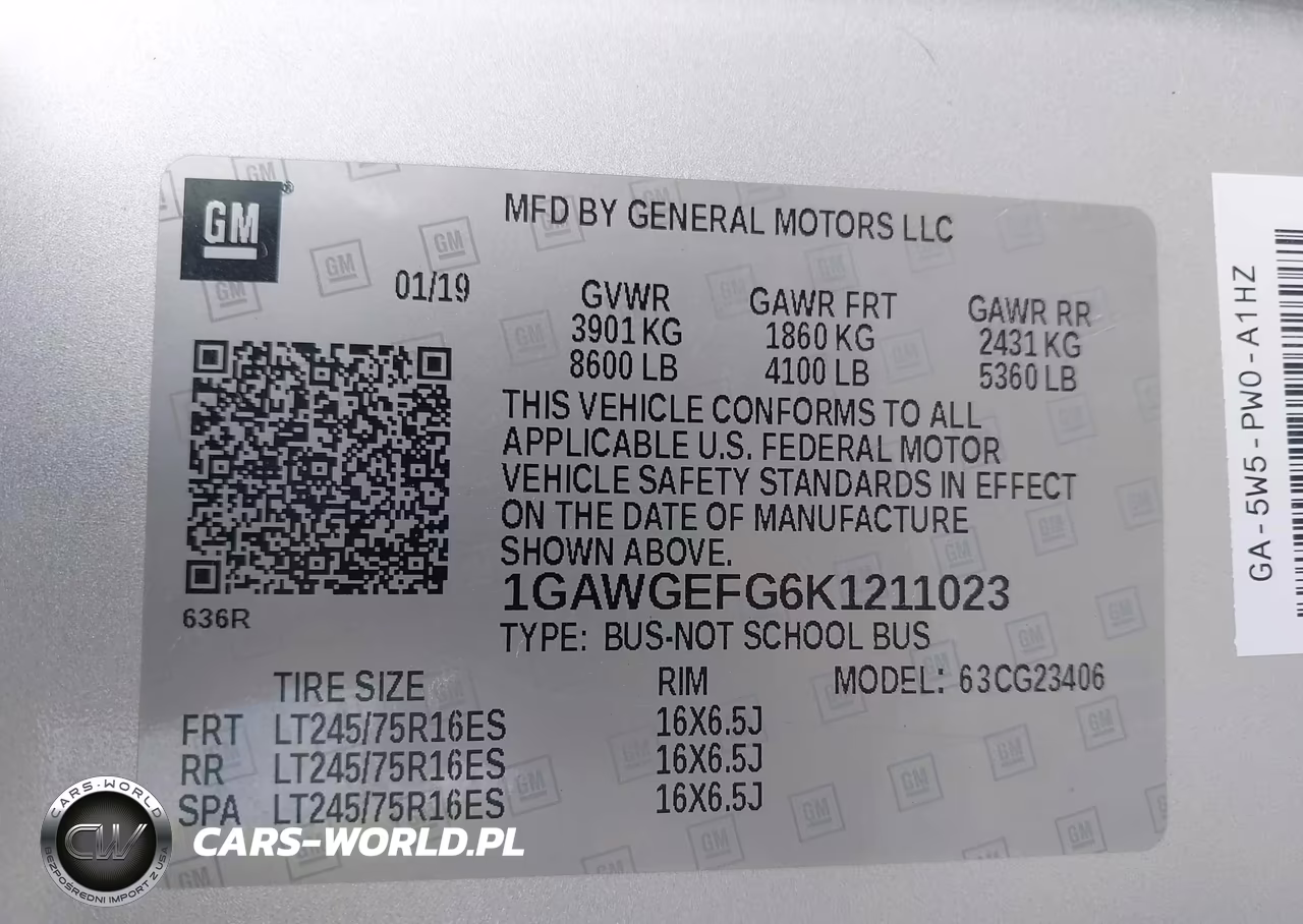 2019 Chevrolet Express 2500 Ls VIN:1GAWGEFG6K1211023 - 9