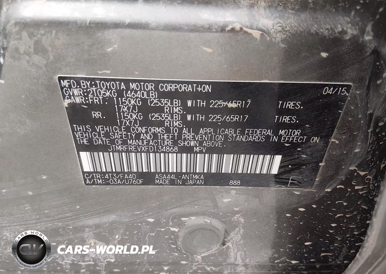 2015 Toyota Rav4 Xle VIN:JTMRFREVXFD134868 - 9