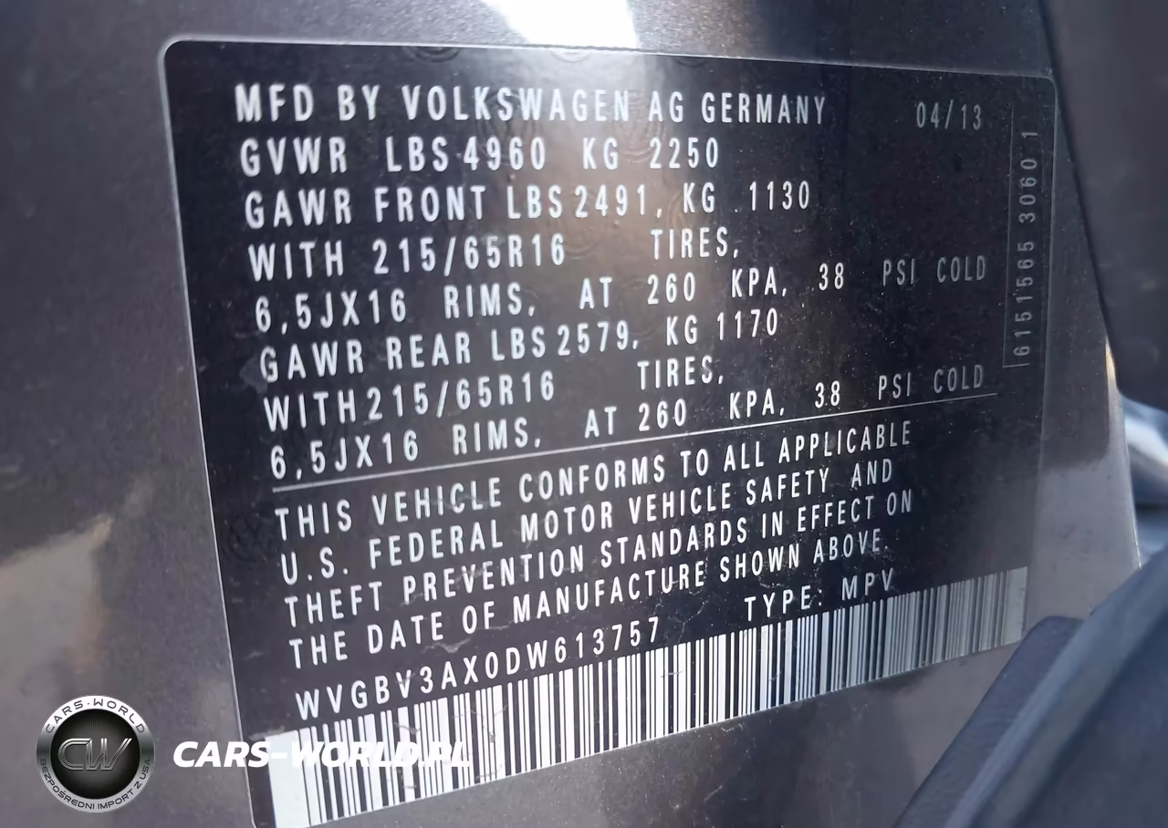 2013 Volkswagen Tiguan S VIN:WVGBV3AX0DW613757 - 9