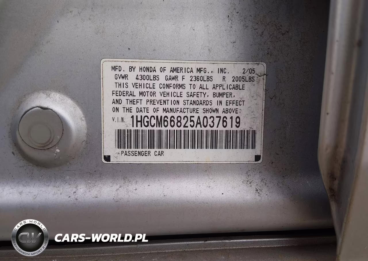 2005 Honda Accord 3.0 Ex VIN:1HGCM66825A037619 - 9