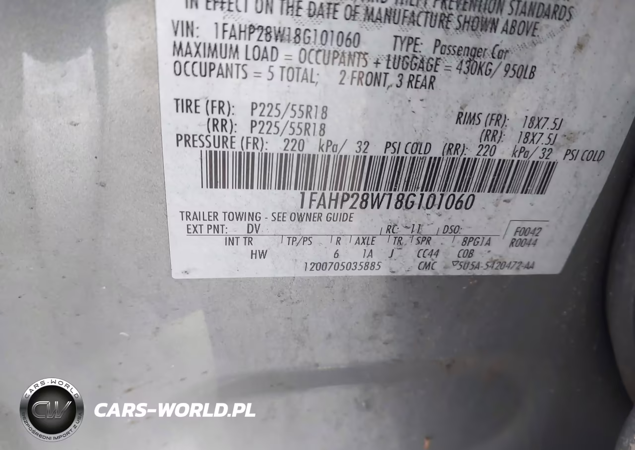 2008 Ford Taurus Limited VIN:1FAHP28W18G101060 - 9