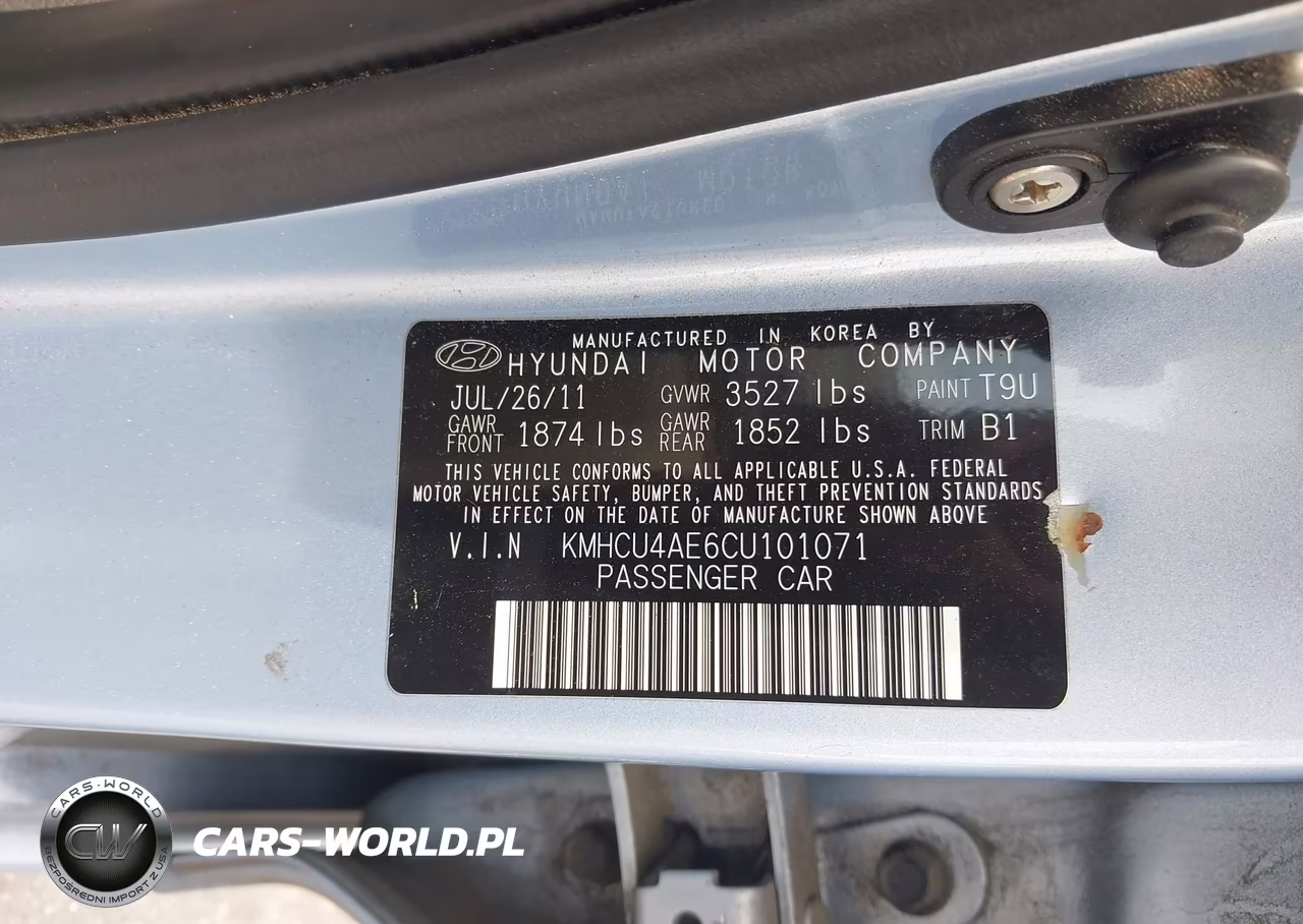 2012 Hyundai Accent Gls VIN:KMHCU4AE6CU101071 - 9