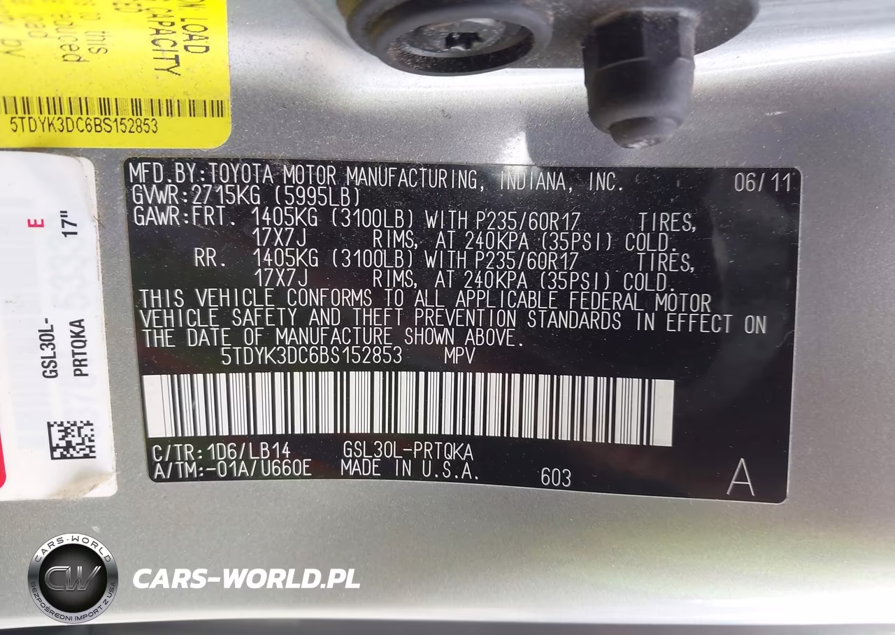 2011 Toyota Sienna Xle V6 VIN:5TDYK3DC6BS152853 - 9