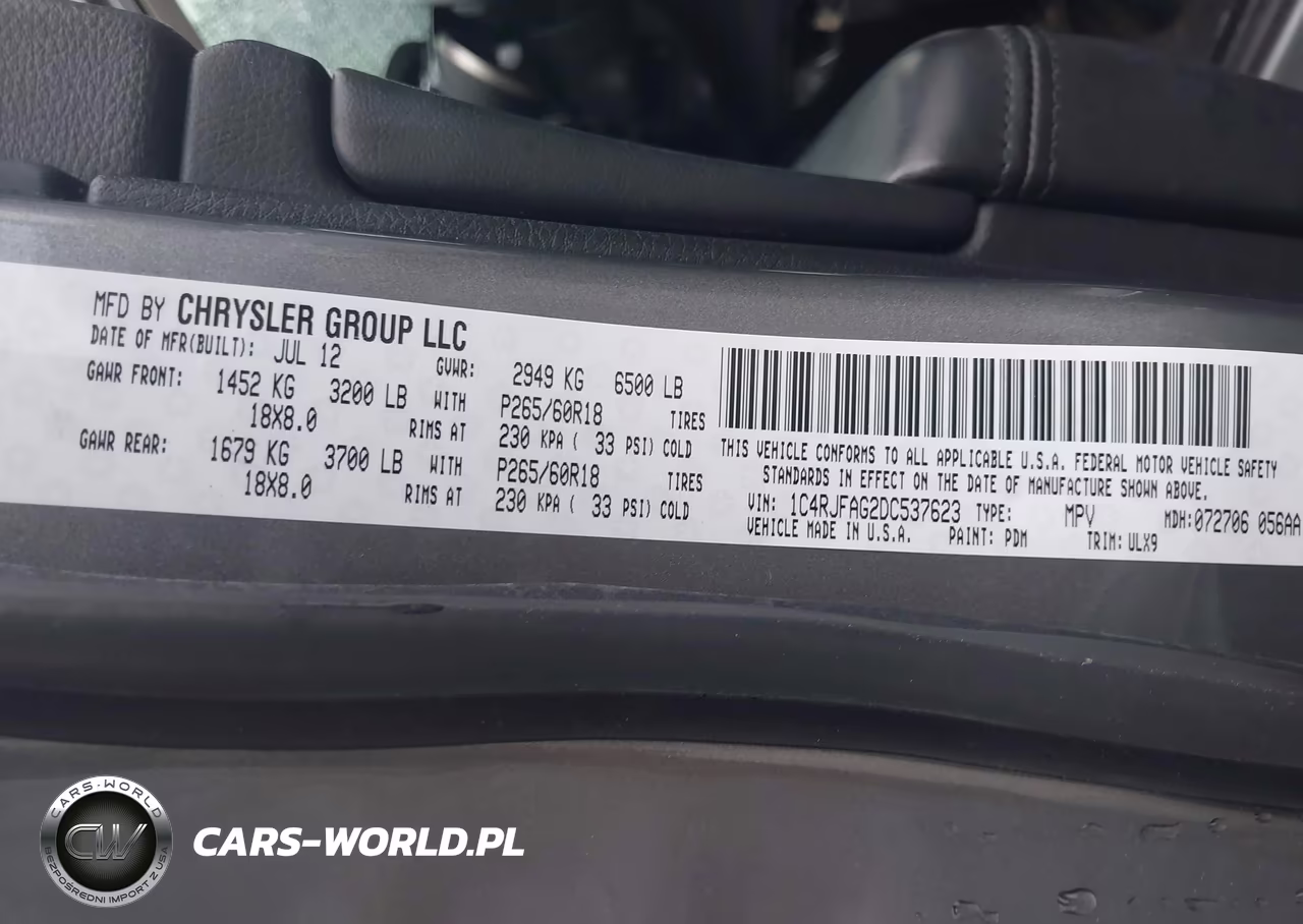 2013 Jeep Grand Cherokee Laredo VIN:1C4RJFAG2DC537623 - 9