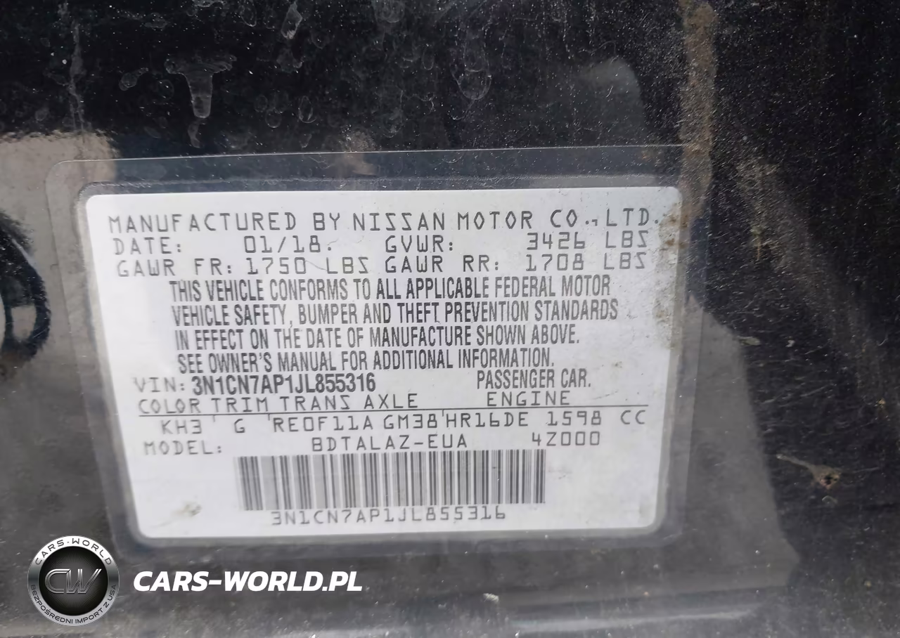 2018 Nissan Versa 1.6 S+ VIN:3N1CN7AP1JL855316 - 9