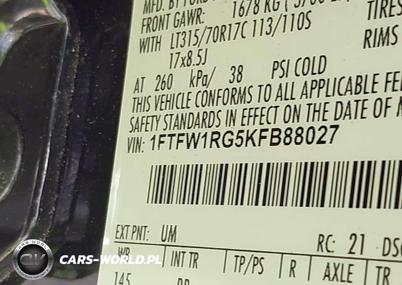 2019 Ford F-150 Raptor VIN:1FTFW1RG5KFB88027 - 9