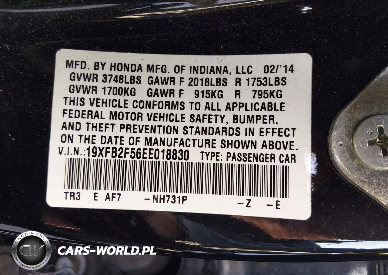 2014 Honda Civic Lx VIN:19XFB2F56EE018830 - 9