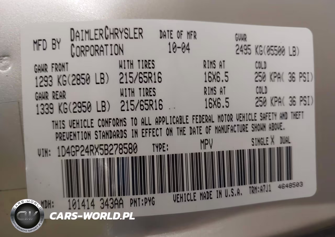 2005 Dodge Caravan Se VIN:1D4GP24RX5B278580 - 9