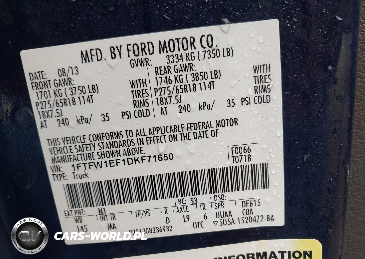 2013 Ford F-150 Xlt VIN:1FTFW1EF1DKF71650 - 9