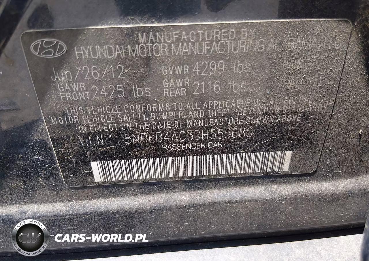 2013 Hyundai Sonata Gls VIN:5NPEB4AC3DH555680 - 9