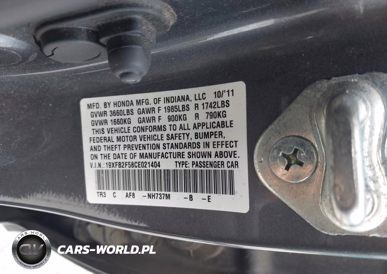 2012 Honda Civic Lx VIN:19XFB2F58CE021404 - 9