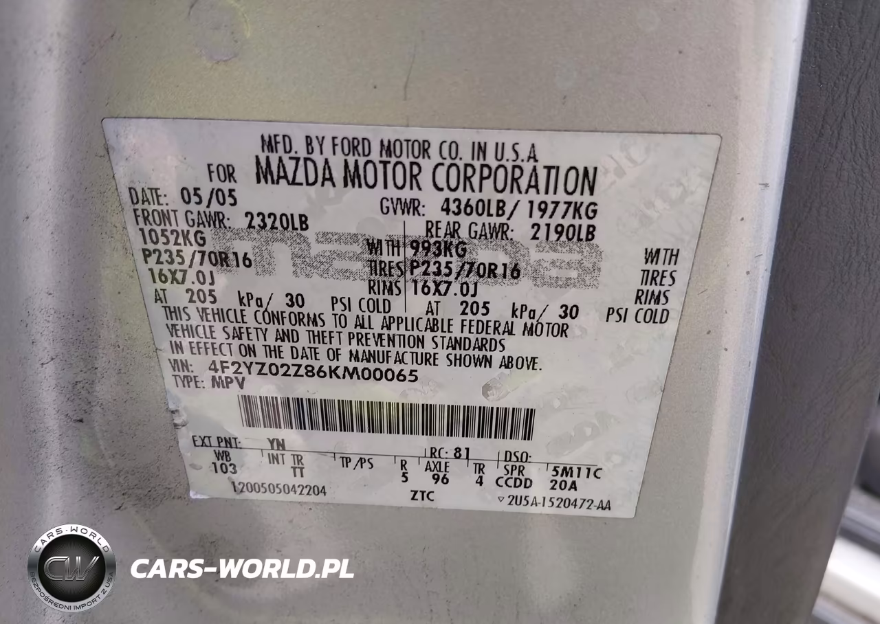 2006 Mazda Tribute I VIN:4F2YZ02Z86KM00065 - 9