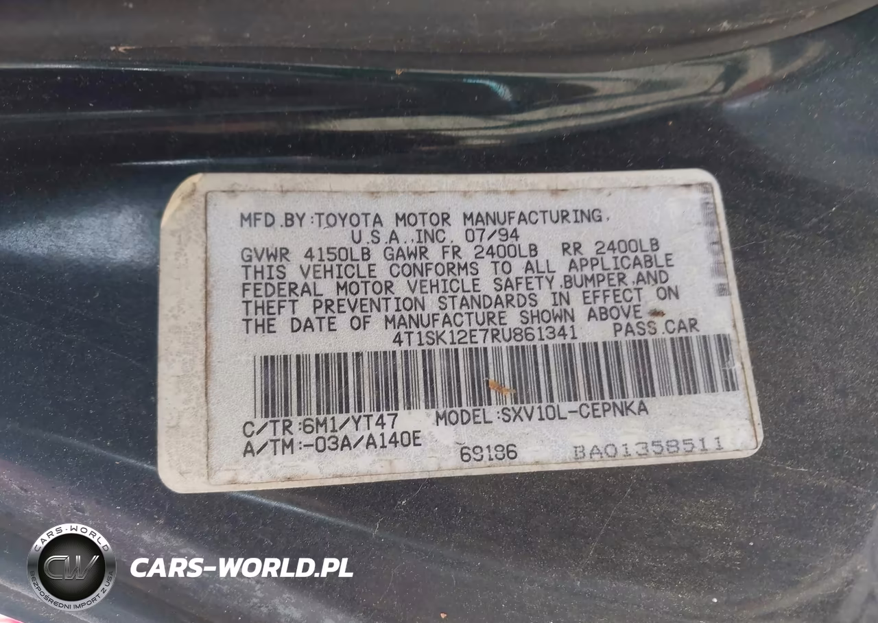1994 Toyota Camry Le VIN:4T1SK12E7RU861341 - 9