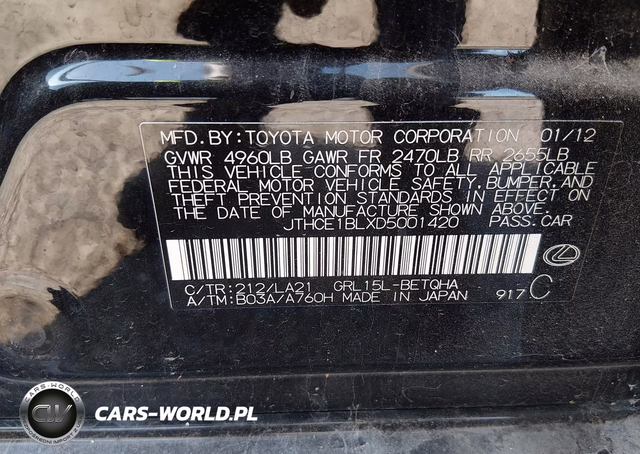 2013 Lexus Gs 350 VIN:JTHCE1BLXD5001420 - 9