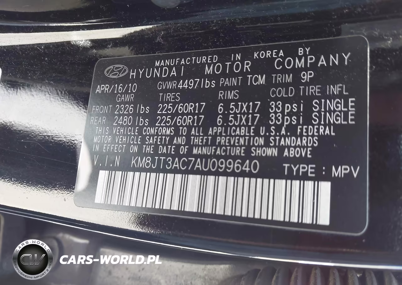 2010 Hyundai Tucson Gls VIN:KM8JT3AC7AU099640 - 9