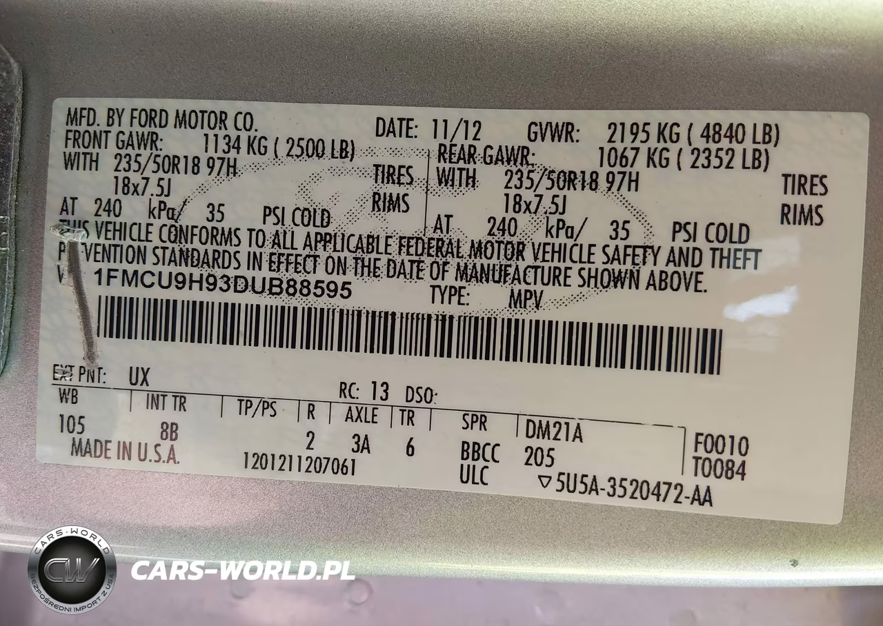 2013 Ford Escape Sel VIN:1FMCU9H93DUB88595 - 9