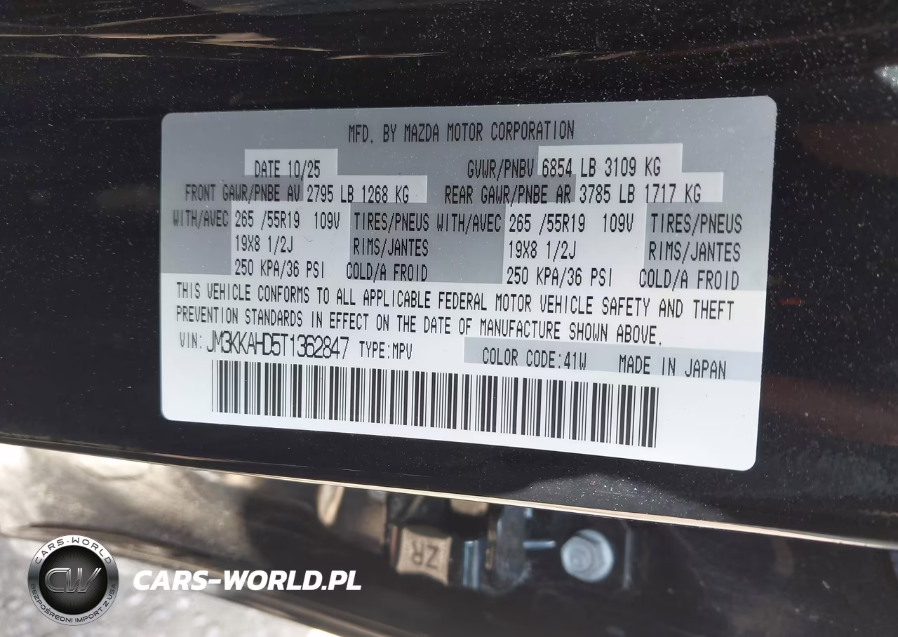 2026 Mazda Cx-90 3.3 Turbo Select VIN:JM3KKAHD5T1362847 - 9