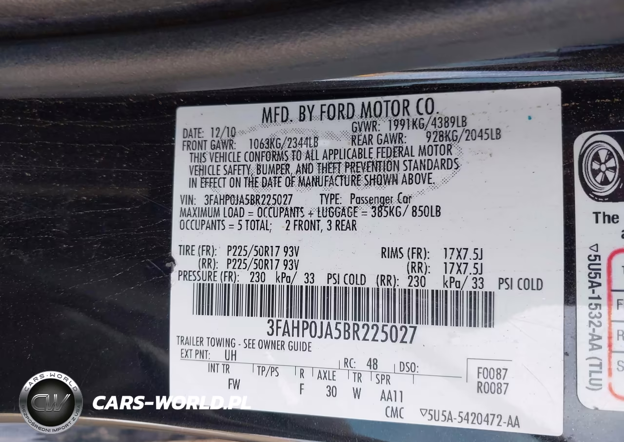 2011 Ford Fusion Sel VIN:3FAHP0JA5BR225027 - 9