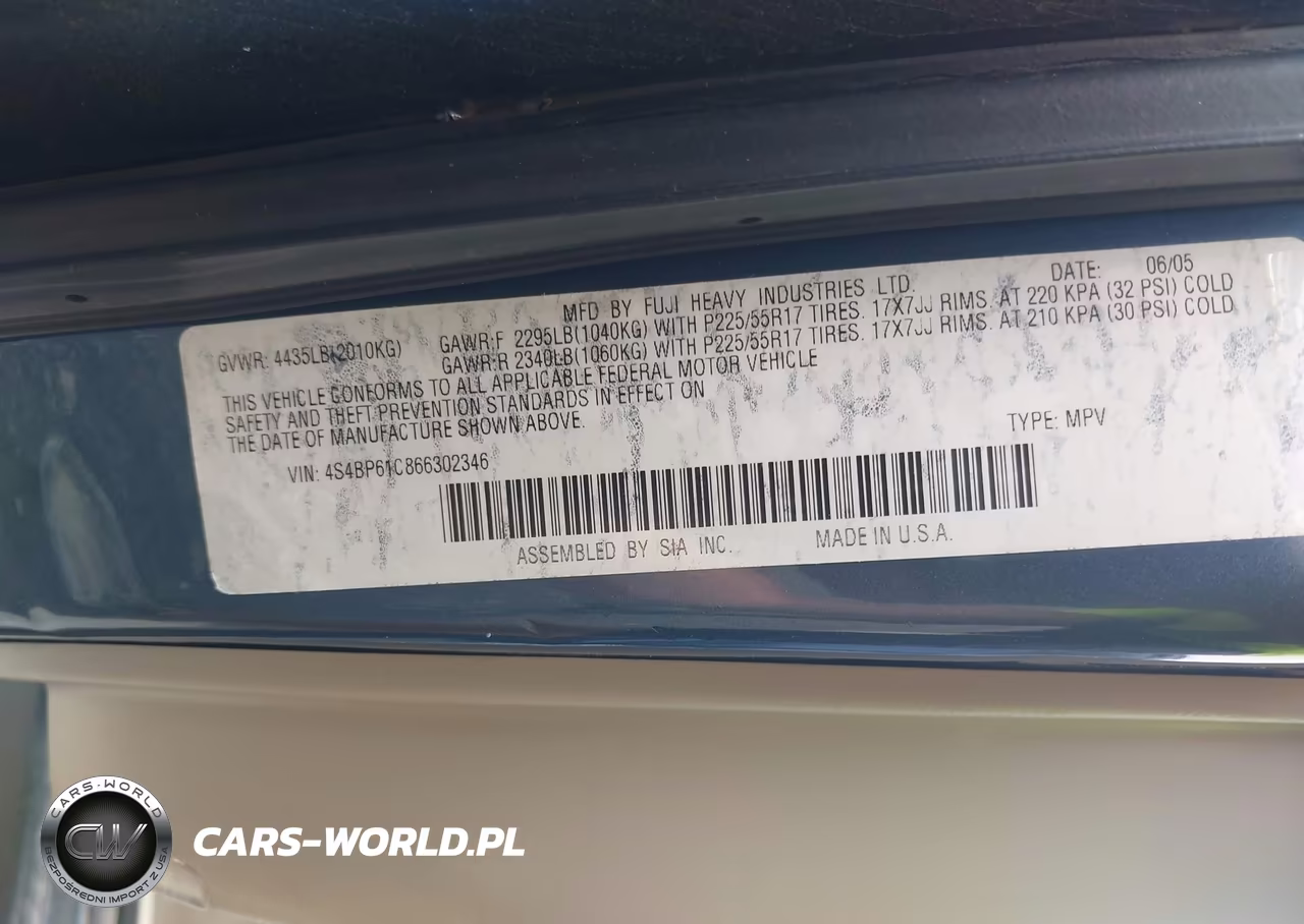 2006 Subaru Outback 2.5I VIN:4S4BP61C866302346 - 9