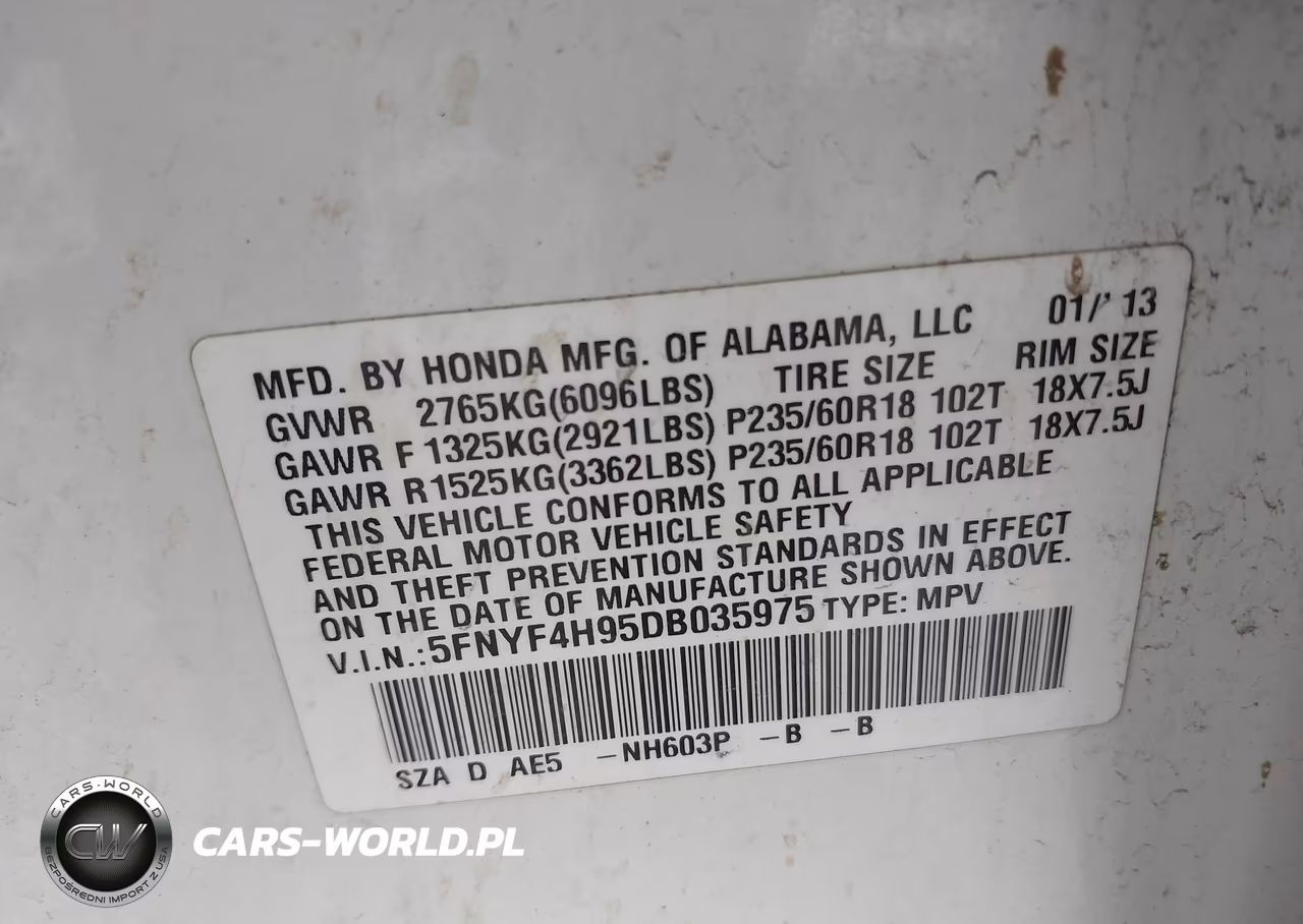 2013 Honda Pilot Touring VIN:5FNYF4H95DB035975 - 9