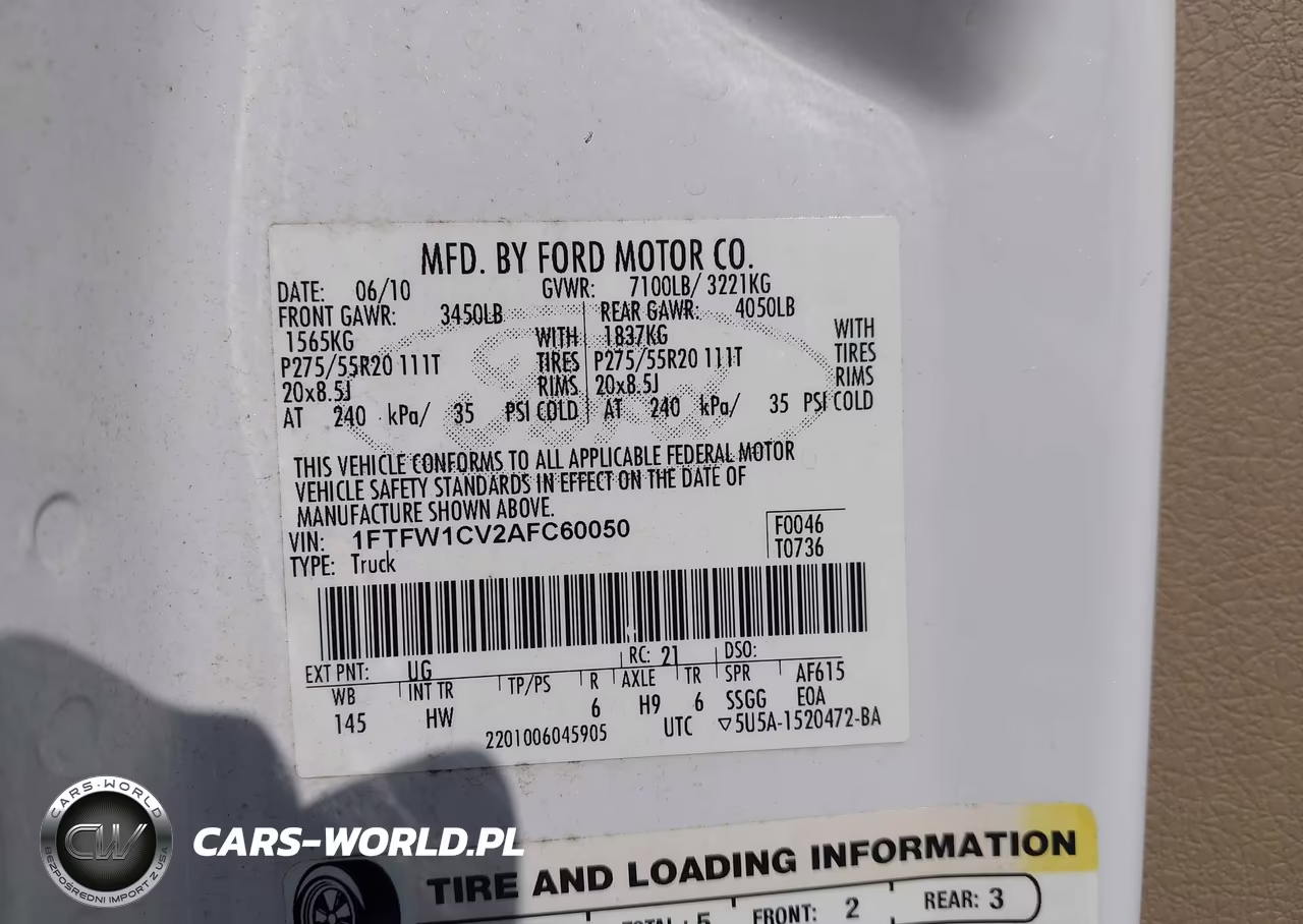 2010 Ford F-150 Platinum VIN:1FTFW1CV2AFC60050 - 9