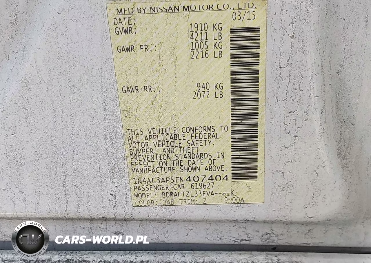 2015 Nissan Altima 2.5 Sl VIN:1N4AL3AP5FN407404 - 9