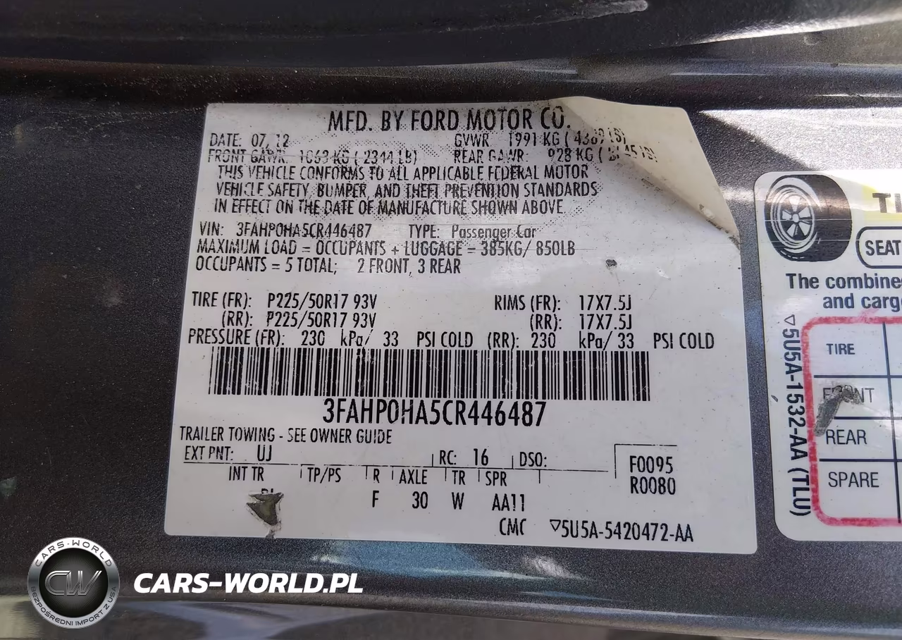 2012 Ford Fusion Se VIN:3FAHP0HA5CR446487 - 9