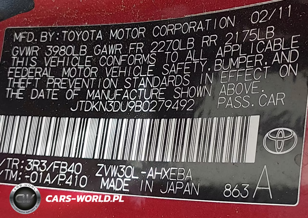 2011 Toyota Prius Two VIN:JTDKN3DU9B0279492 - 9