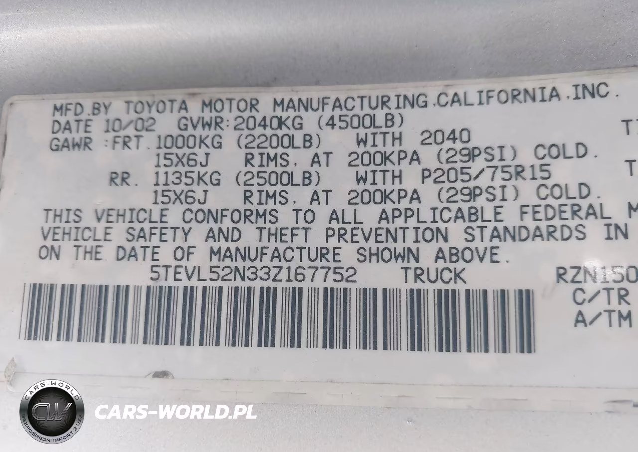 2003 Toyota Tacoma VIN:5TEVL52N33Z167752 - 9