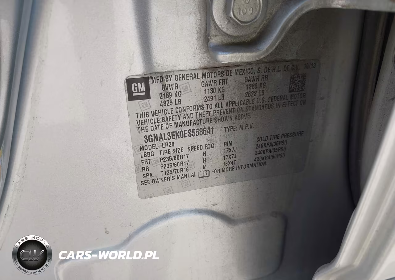 2014 Chevrolet Captiva Sport Fleet Lt VIN:3GNAL3EK0ES558641 - 9