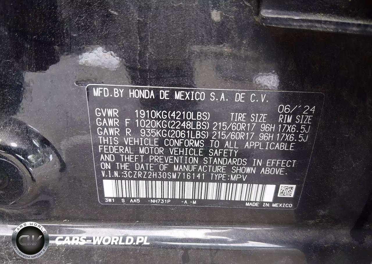 2025 Honda Hr-V Awd Lx VIN:3CZRZ2H30SM716141 - 9