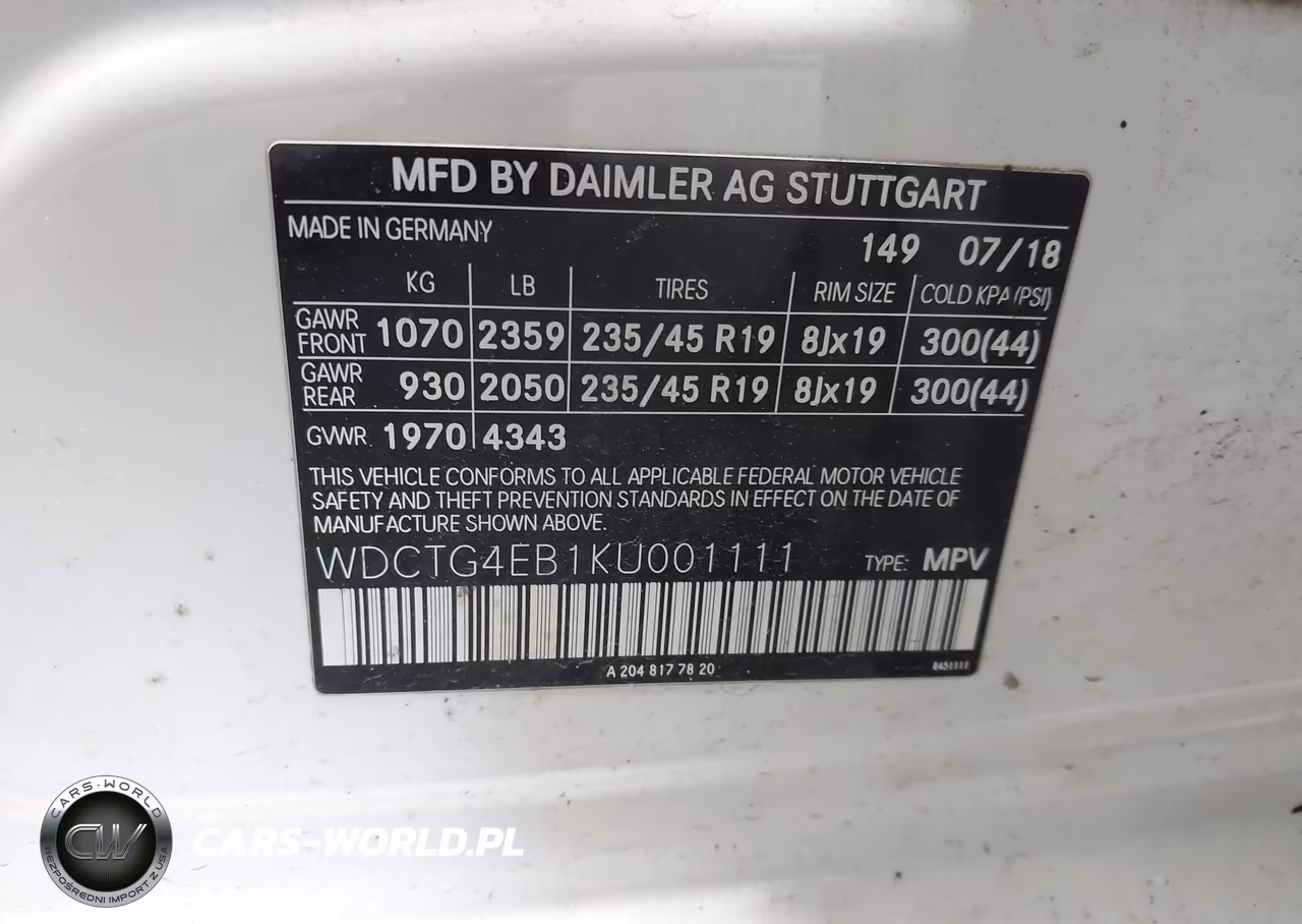 2019 Mercedes-Benz Gla 250 VIN:WDCTG4EB1KU001111 - 9